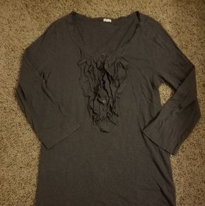 J Crew 3/4 sleeve ruffle blouse sz M EUC